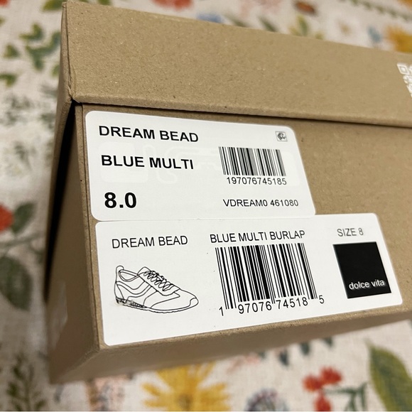 New Anthropologie Dolce Vita Dream Bead Sneakers Blue Multi Burlap - Picture 16 of 16